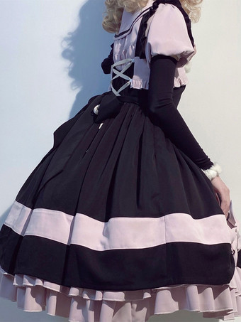 スイート ロリータ ドレス ポリエステル ノースリーブ スイート ジャンパー ロリータ ドレス