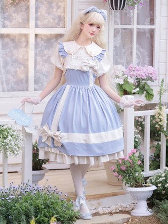 スイート ロリータ ドレス ポリエステル ノースリーブ スイート ジャンパー ロリータ ドレス