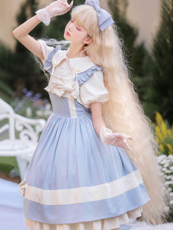 スイート ロリータ ドレス ポリエステル ノースリーブ スイート ジャンパー ロリータ ドレス