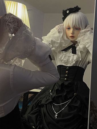 ロリータ ブラウス スチームパンク フリル レース 長袖 ロリータ トップ ブラウス ロリータ シャツ ホワイト