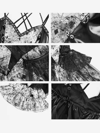   ゴスロリ ドレス レース メタルディテール ブラック