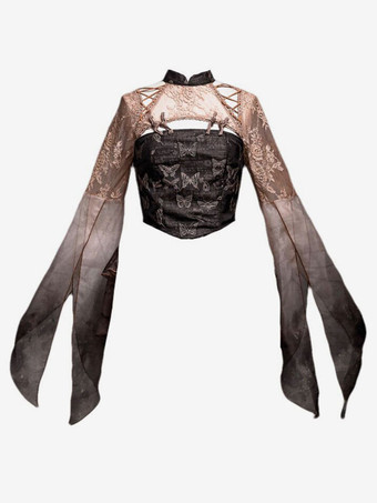 チョコレートロリータコルセット女性用チョコレートレース蝶柄ポリエステル