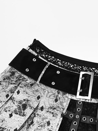 スチームパンクロリータSKグロメットレースブラックレースロリータスカート