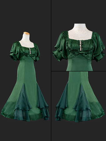 フリル レースアップ ロリータ OP ドレス バーガンディ 半袖 ロリータ ワンピース ドレス