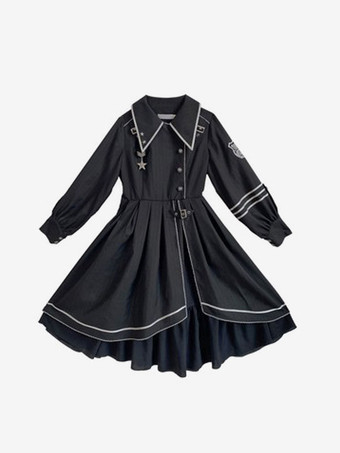 コスチューム 軍服 ロリータ アーミー グロメット ブラック ゴシック ドレス