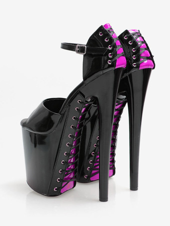 ローズレッドハイヒール セクシー サンダル グラス グリーン PU レザー ラウンド トゥ 3.9 "7.9" セクシーな靴