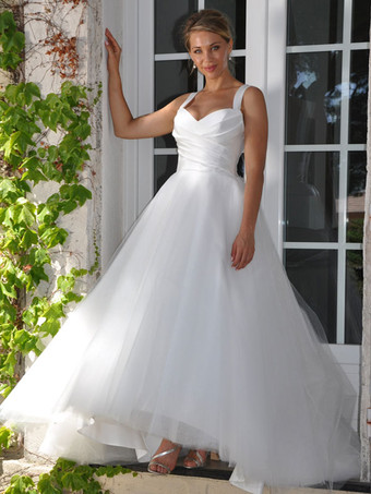 ヴィンテージウェディングドレス恋人ネックノースリーブサテン足首までの長さの伝統的なドレス花嫁無料カスタマイズ