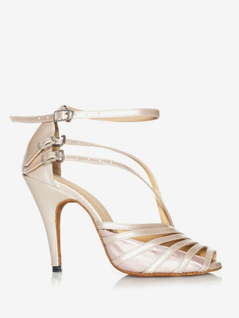 ラテン ダンス シューズ PU レザー ライト アプリコット ポインテッドトゥ バックル ダンス シューズ