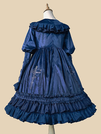 クラシカルロリータドレス ベロア長袖 ブラックロリータドレス