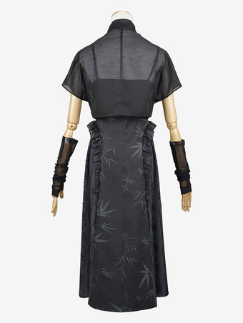 中国風ロリータ衣装黒ノースリーブオーバーコートオーバースリーブアクセサリー