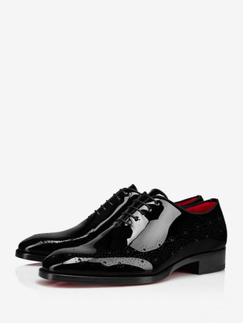 Men's Dress Brogue Patent leather Shoes Black Square Toe Derby Prom Party Wedding