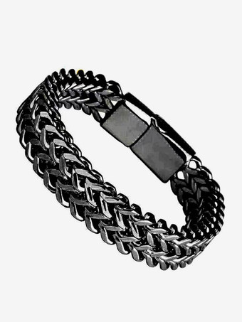 ブラック メンズ アクセサリー ボーイフレンド チェーン 幾何学模様 シルバー