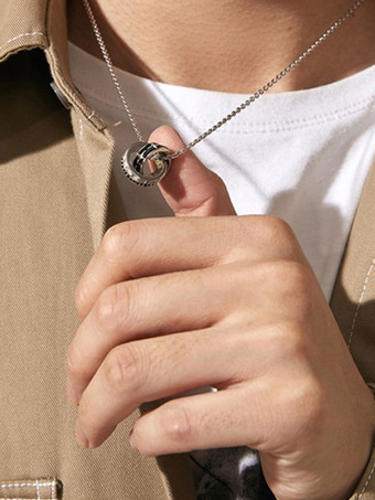 Collana con ciondolo a forma di stella della vittoria da uomo con doppio anello