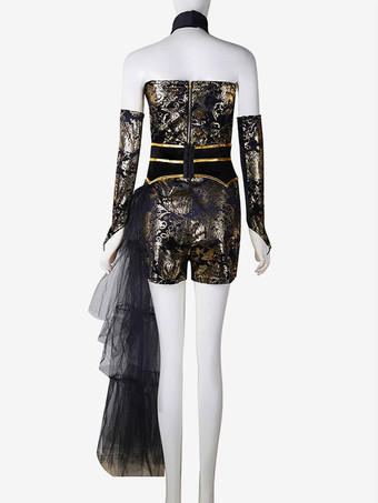 ジャズダンス衣装女性用ライクラスパンデックスパンツトップグローブチョーカーダンスウェア