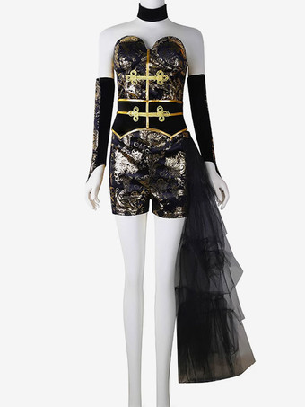 ジャズダンス衣装女性用ライクラスパンデックスパンツトップグローブチョーカーダンスウェア