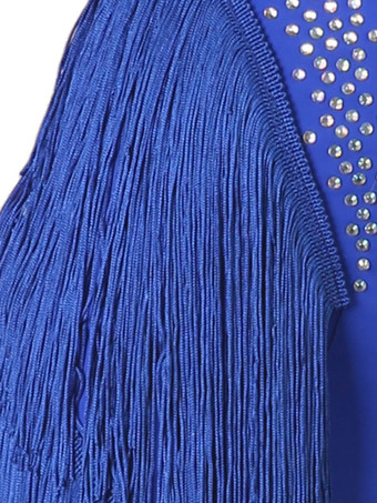 ラテンダンス衣装ロイヤルブルー女性のライクラスパンデックスドレス背中の開いたセクシーなラインストーンダンス衣装