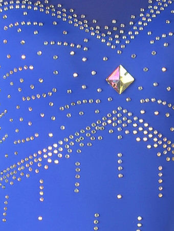 ラテンダンス衣装ロイヤルブルー女性のライクラスパンデックスドレス背中の開いたエレガントなラインストーンダンス衣装