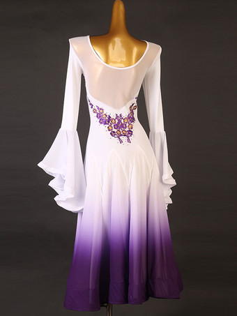 社交ダンス衣装 パープル レディース エレガント ライクラスパンデックス 花 ドレス ダンスウェア