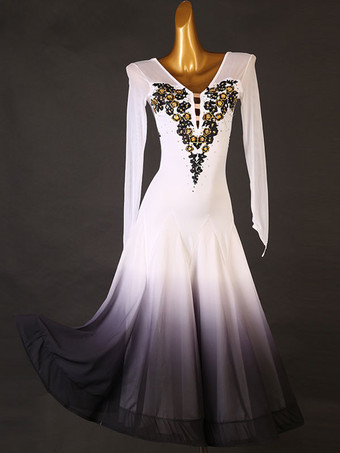 ブラック 社交ダンス衣装 パープル レディース エレガント ライクラスパンデックス 花 ドレス ダンスウェア