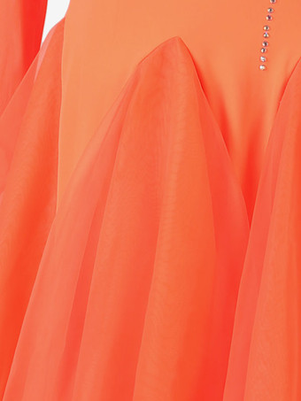 社交ダンス衣装オレンジ女性のライクラスパンデックスドレス花ダンスウェア