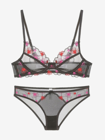 ブラジャー パンティ セット ホワイト レース カラーブロック セクシーな大人のランジェリー