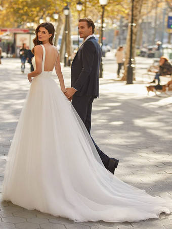 Braut Jumpsuit elfenbeinfarbe Hochzeit viereckiger Ausschnitt Brautkleider mit abnehmbarer Schleppe Jumpsuits ärmellos Hosenanzug Braut