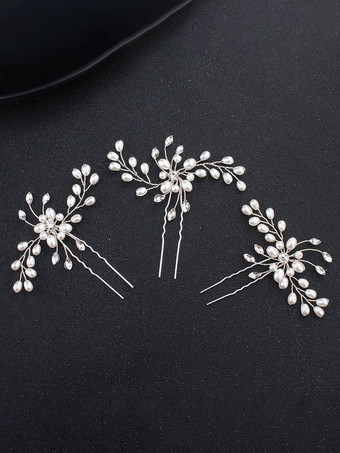 ヘッドピース ウェディング ヘアピン パール ラインストーン ブライダル ヘアアクセサリー