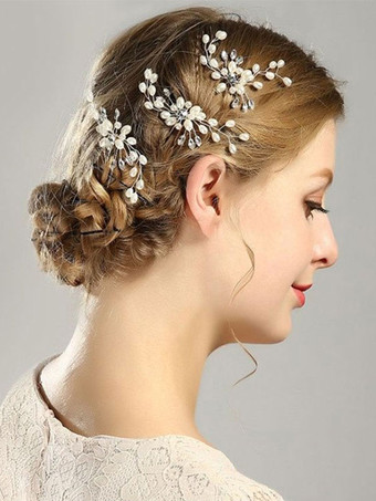 ヘッドピース ウェディング ヘアピン パール ラインストーン ブライダル ヘアアクセサリー