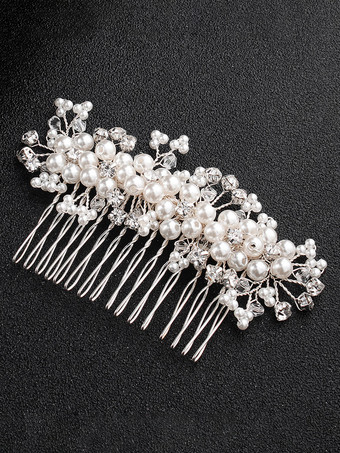 シルバー ウェディング ヘッドピース コーム メタル ブライダル ヘア アクセサリー
