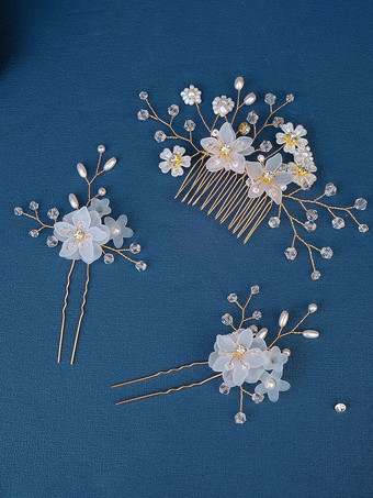 花嫁のためのかぶとウェディングコームメタルヘアアクセサリー