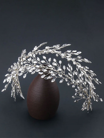 ホワイト ヘッドピースウェディング帽子ラインストーンメタルヘアアクセサリー花嫁のための