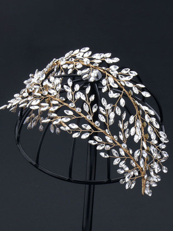 ゴールド ヘッドピースウェディング帽子ラインストーンメタルヘアアクセサリー花嫁のための