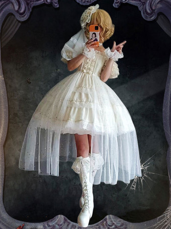 スイートロリータドレス ポリエステル ノースリーブ ロリータ ウェディングドレス