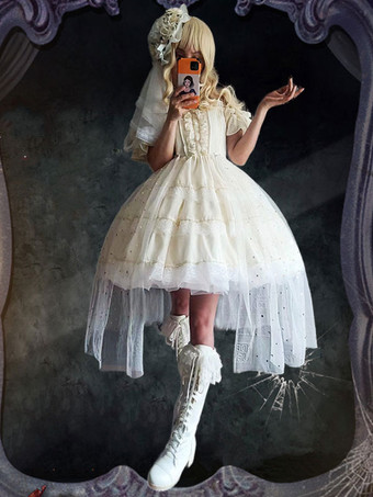 スイートロリータドレス ポリエステル ノースリーブ ロリータ ウェディングドレス