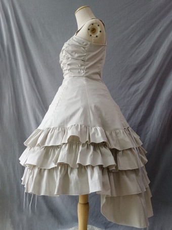 ゴスロリ ドレス レース プリーツ 生成り白 生成り白