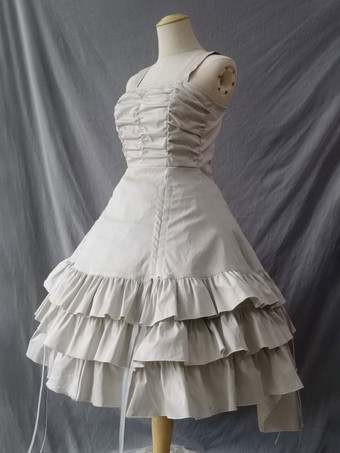 ゴスロリ ドレス レース プリーツ 生成り白 生成り白