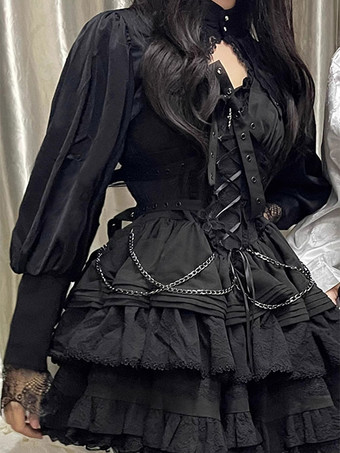 ゴスロリ カバーアップ ブラック レース トップ ポリエステル ロリータ アウター