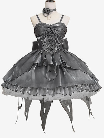 スイートロリータ JSK ドレスディープグレーノースリーブロリータジャンパースカート