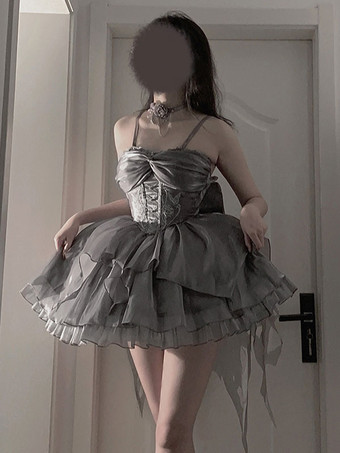 スイートロリータ JSK ドレスディープグレーノースリーブロリータジャンパースカート