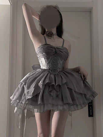 スイートロリータ JSK ドレスディープグレーノースリーブロリータジャンパースカート