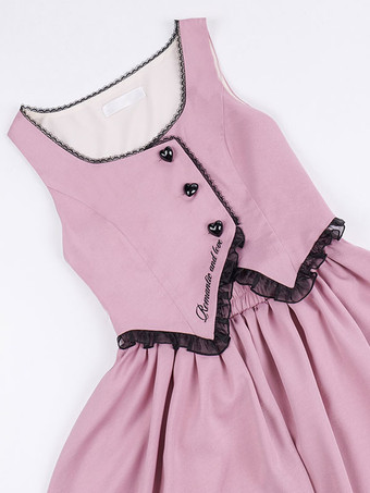 スイートロリータドレス ポリエステル半袖フリルドレス