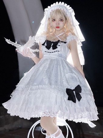 スイート ロリータ ドレス ポリエステル ノースリーブ スイート ジャンパー ロリータ ドレス