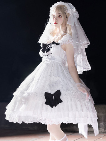 スイート ロリータ ドレス ポリエステル ノースリーブ スイート ジャンパー ロリータ ドレス