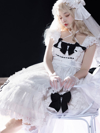 スイート ロリータ ドレス ポリエステル ノースリーブ スイート ジャンパー ロリータ ドレス