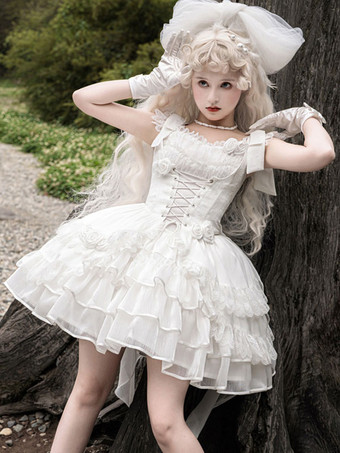 スイート ロリータ ドレス ポリエステル ノースリーブ スイート ロリータ ドレス