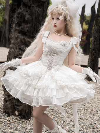 スイート ロリータ ドレス ポリエステル ノースリーブ スイート ロリータ ドレス