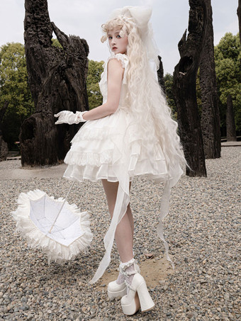 スイート ロリータ ドレス ポリエステル ノースリーブ スイート ロリータ ドレス