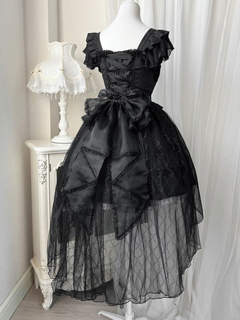   ゴスロリ ドレス ローズ レース ブラック ブラック