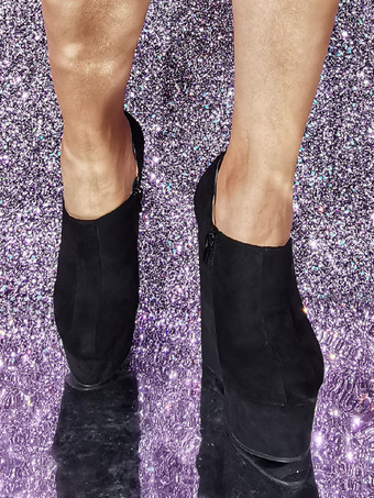 レディース ラウンドトゥ ウェッジヒール ブーティ