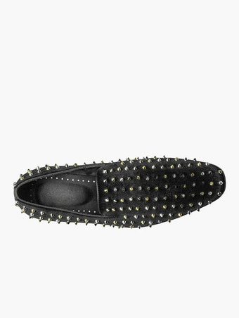 メンズ リベット ローファー シューズ スリッポン スクエアトゥ マイクロスエードアッパー プロム パーティー ウェディングシューズ